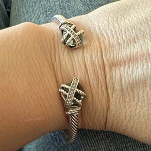 Sterling Silver Prasiolite Cable Cuff Bracelet